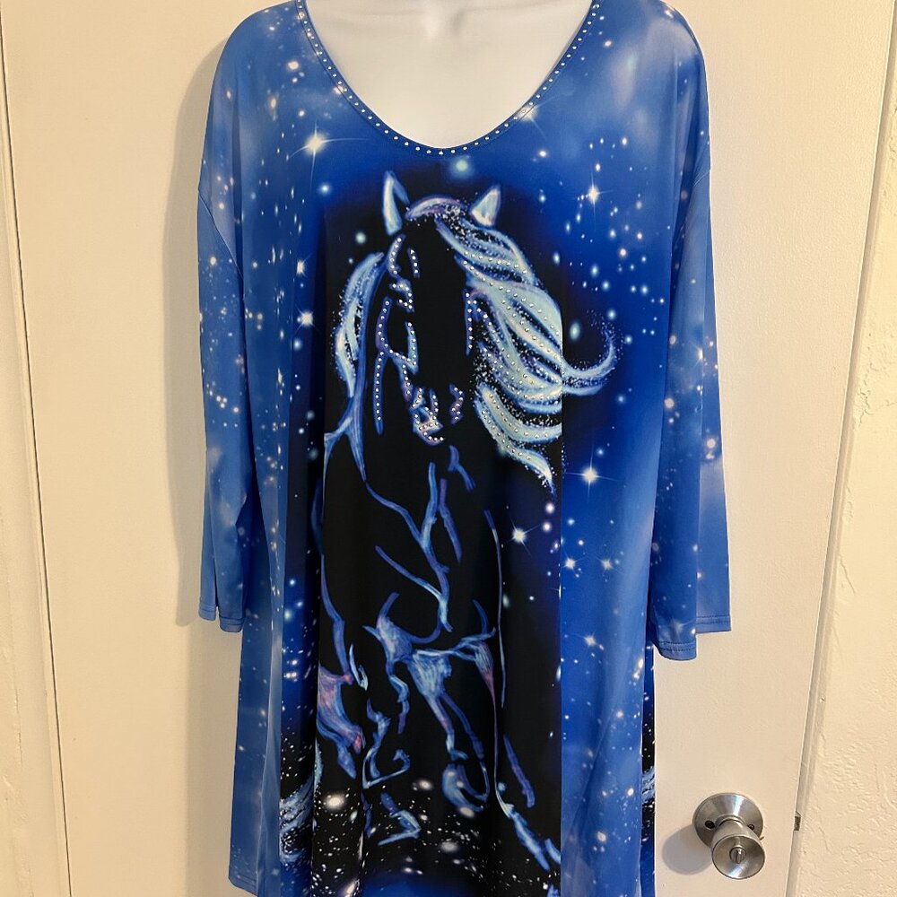 Valentina Blue Sparkled Unicorn Top - XLarge  NWT Pat1